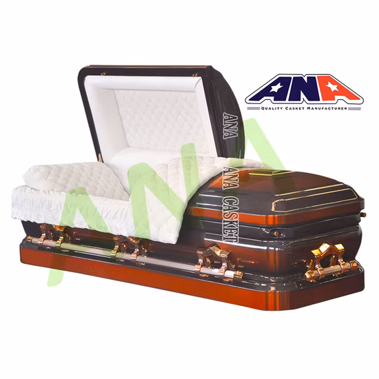 Cofanetto per bara in metallo dorato con larghezza interna da 27 pollici in stile americano Ana