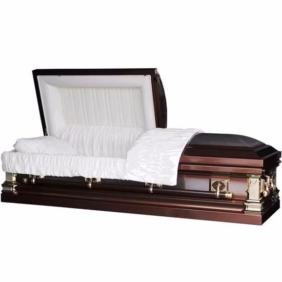 Cofanetto metallico in acciaio calibro 18/20 con rivestimento in velluto utilizzato per funerali